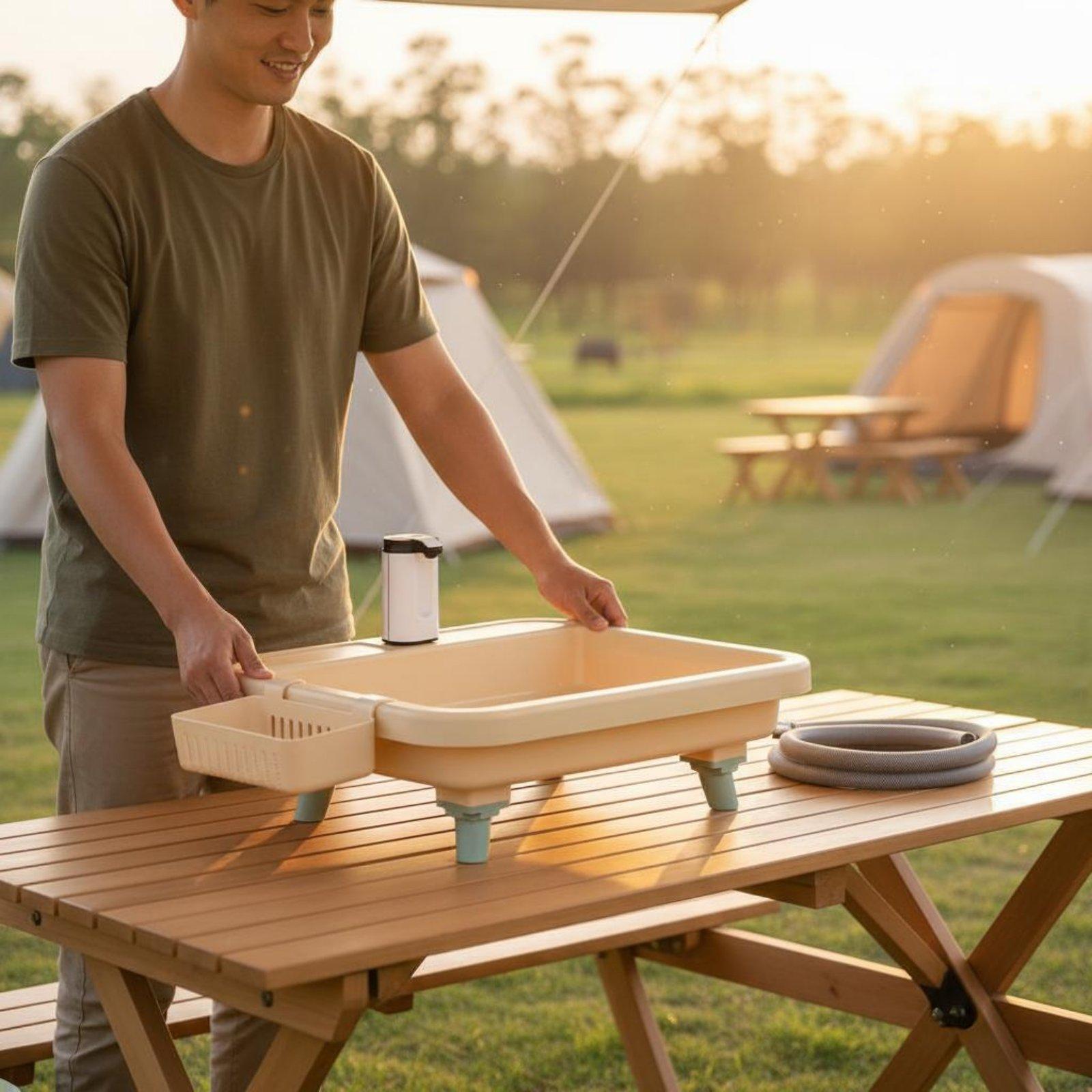 Camping - Fregadero Portátil para Camping con Grifo