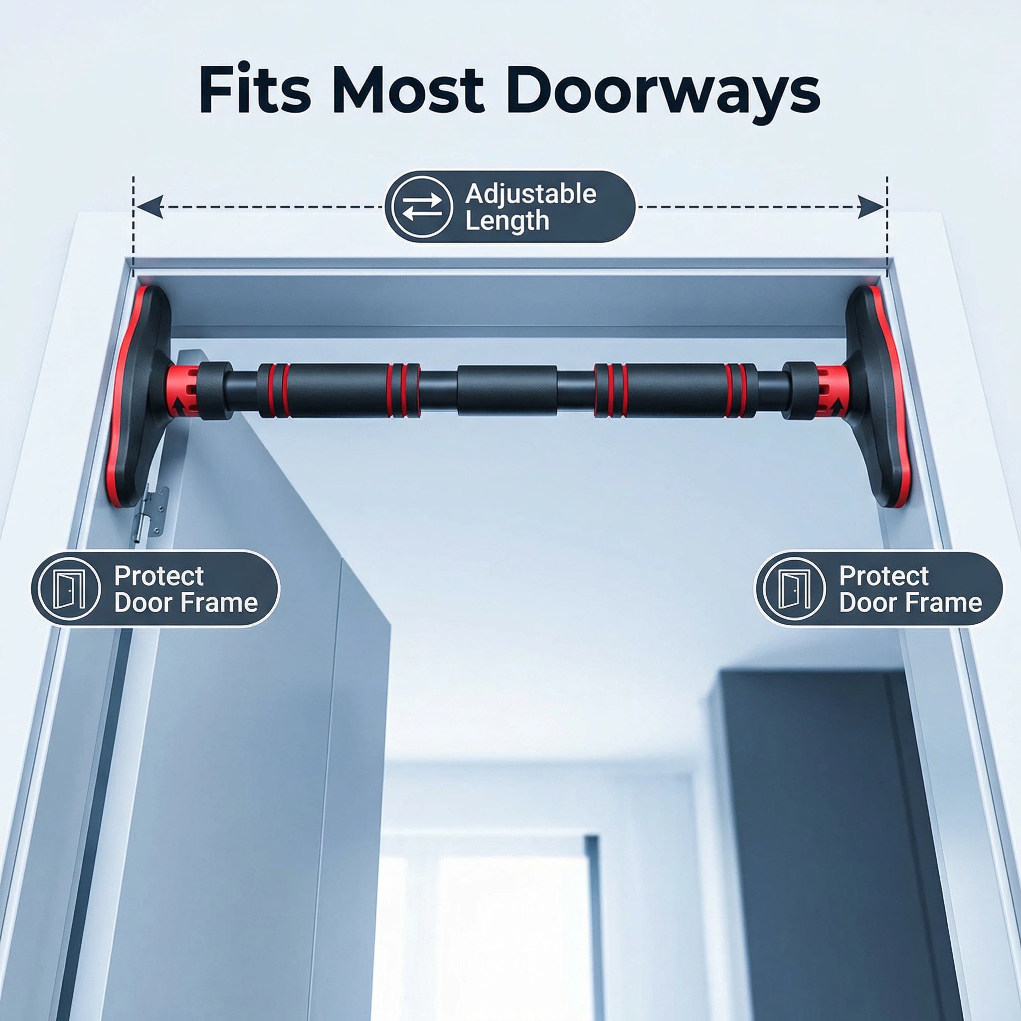 Door Pull Up Bar No Screw - Barra de dominadas multifuncional para puerta,