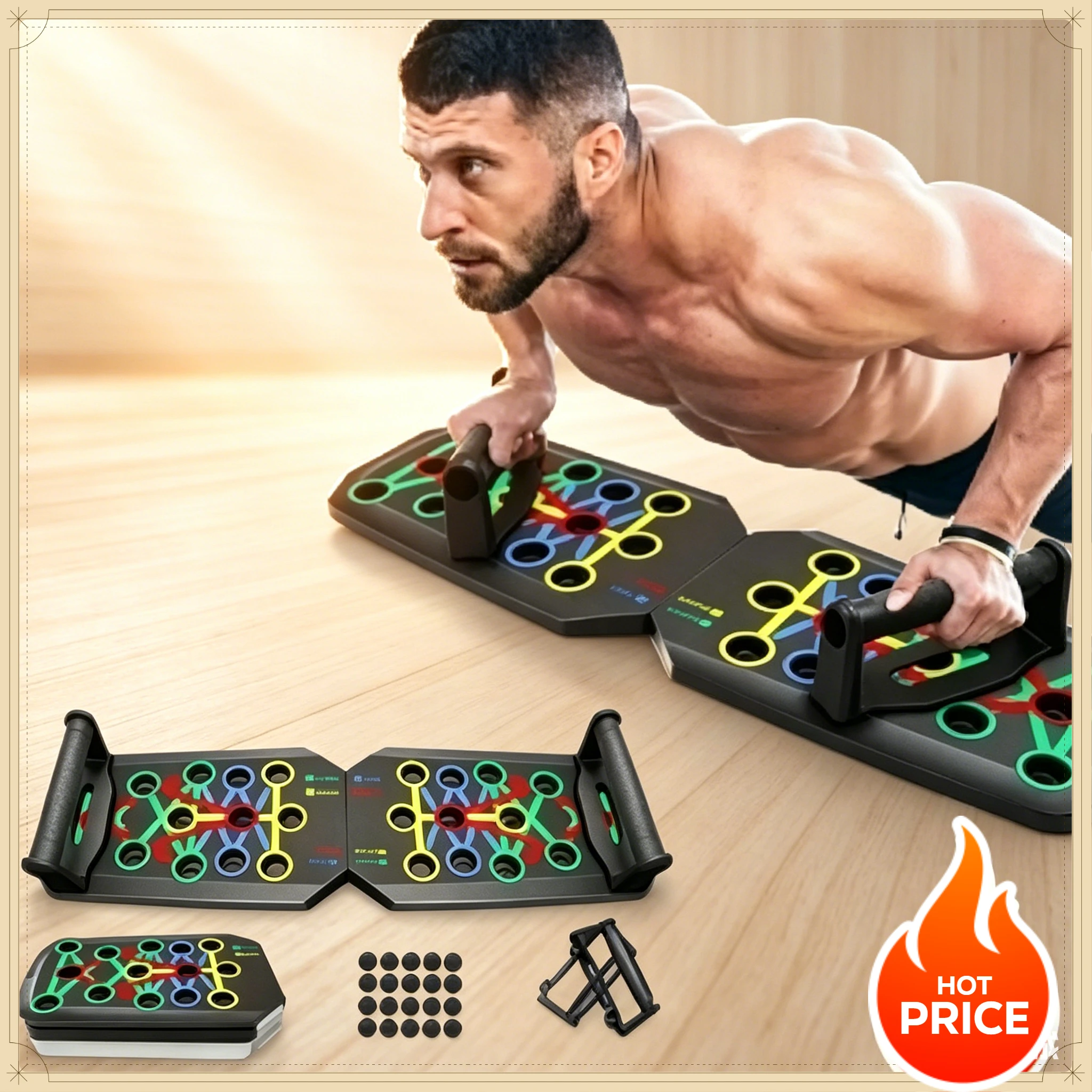 Push Up Board Foldable Multi Function - Tabla de Entrenamiento Muscular Multifuncional Plegable