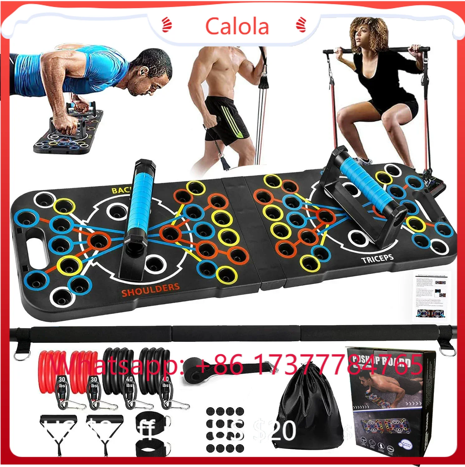 Pilates Bar Kit With Resistance Bands - Tabla Multifuncional para Flexiones con Barra