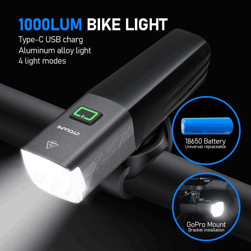 Rechargeable Bicycle Headlight 1000 Lumen - Luz Delantera Inteligente para Bicicleta CYCLAMI