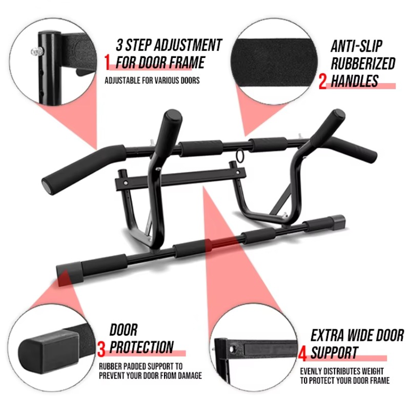 Door Pull Up Bar No Screw - Barra de dominadas profesional antideslizante con