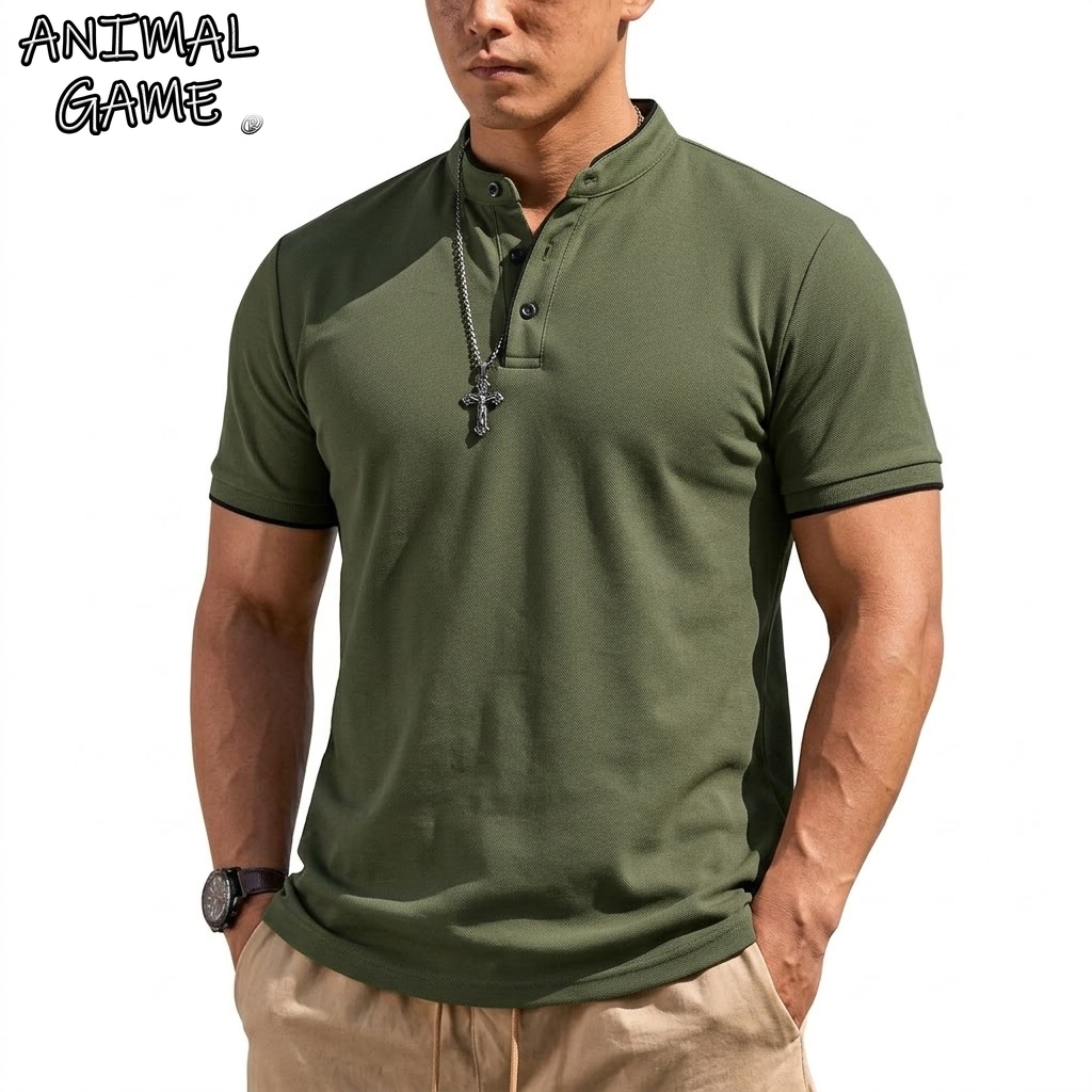 Hiking - Camiseta Henley de Manga Corta para