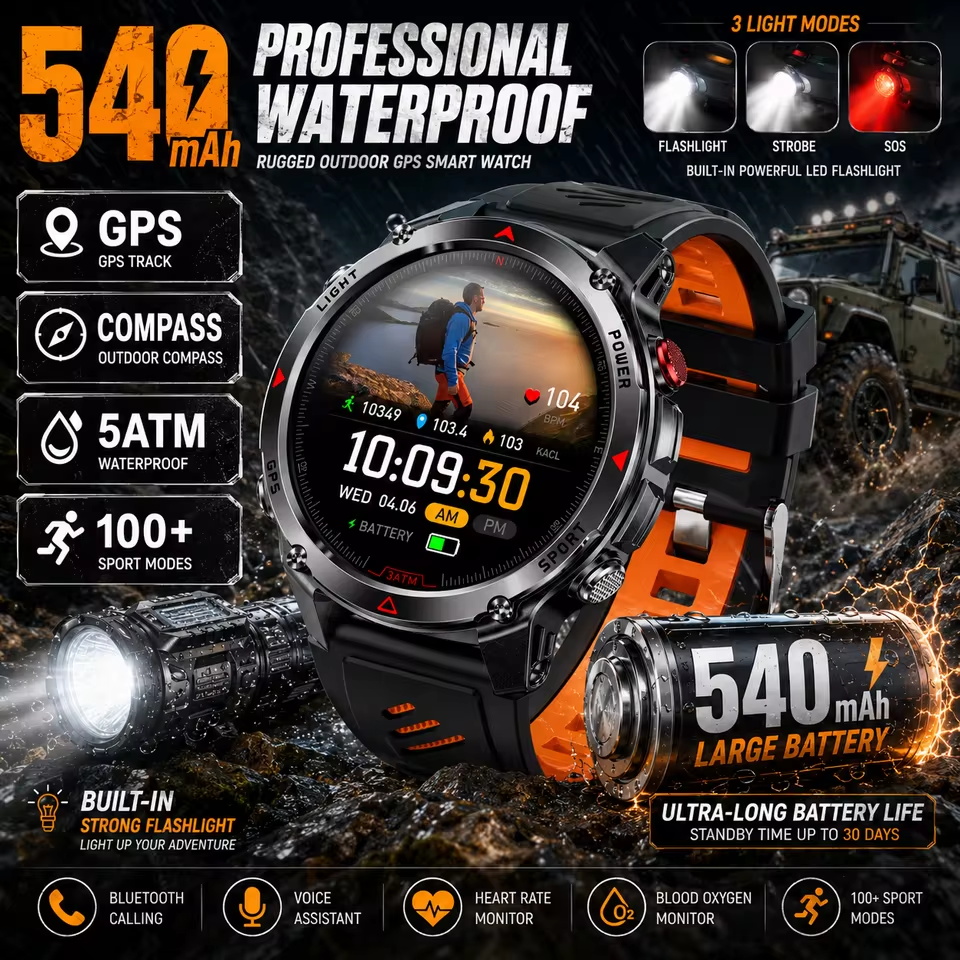 Resistance Bands Set With Handles - Reloj inteligente militar con GPS de