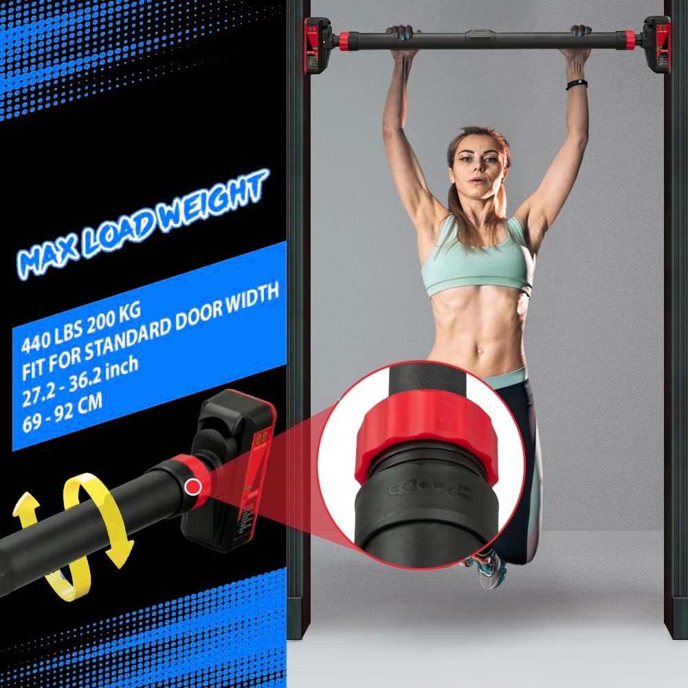Door Pull Up Bar No Screw - Barra de dominadas ajustable para puerta