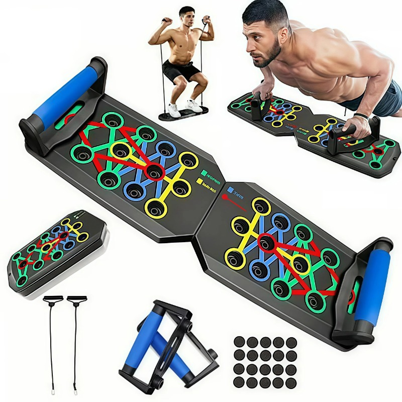 Push Up Board Foldable Multi Function - Tabla de flexiones plegable con bandas