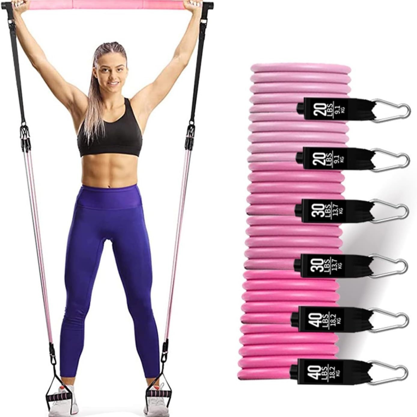 Bandas de Resistencia de 180 l - Pilates Bar Kit With Resistance Bands reseña y precio
