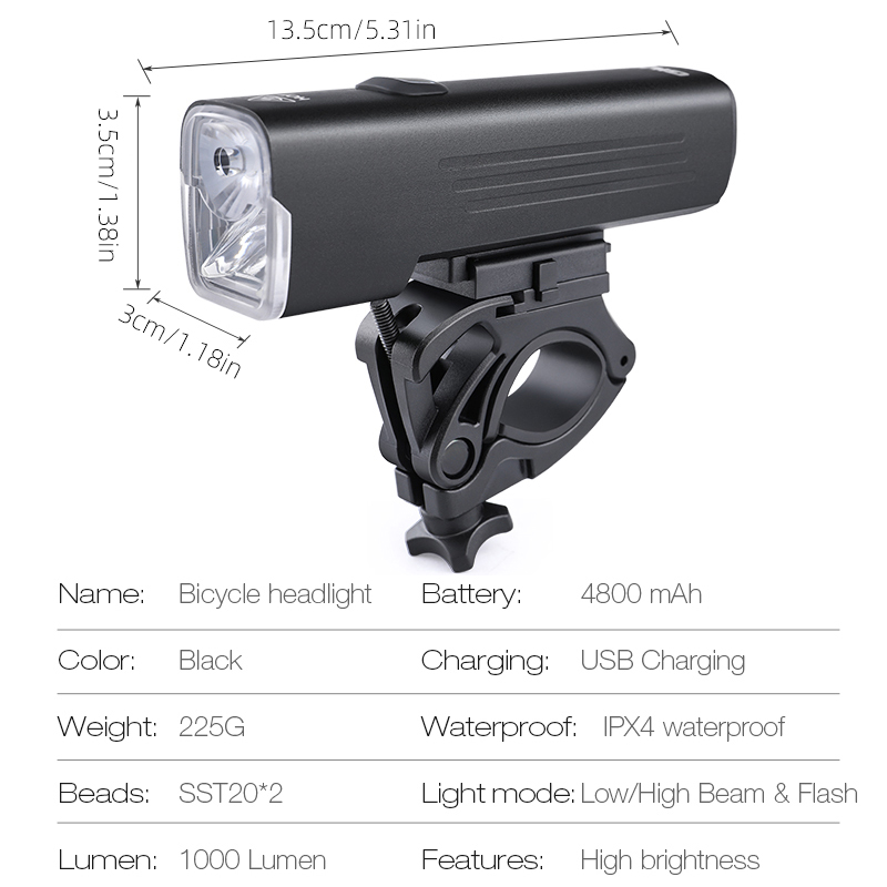 GIYO-luz para bicicleta de 100 - Rechargeable Bicycle Headlight 1000 Lumen reseña y precio